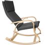 Voir la diapositive 2 : tectake Fauteuil à bascule Avec des accoudoirs, cadre en bois de bouleau gris foncé