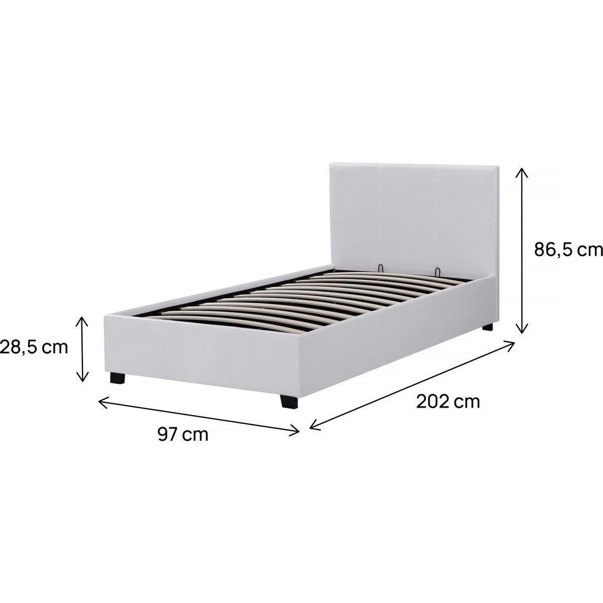 Habitat et Jardin Lit avec coffre  Carla  - 90 x 190 cm - Blanc