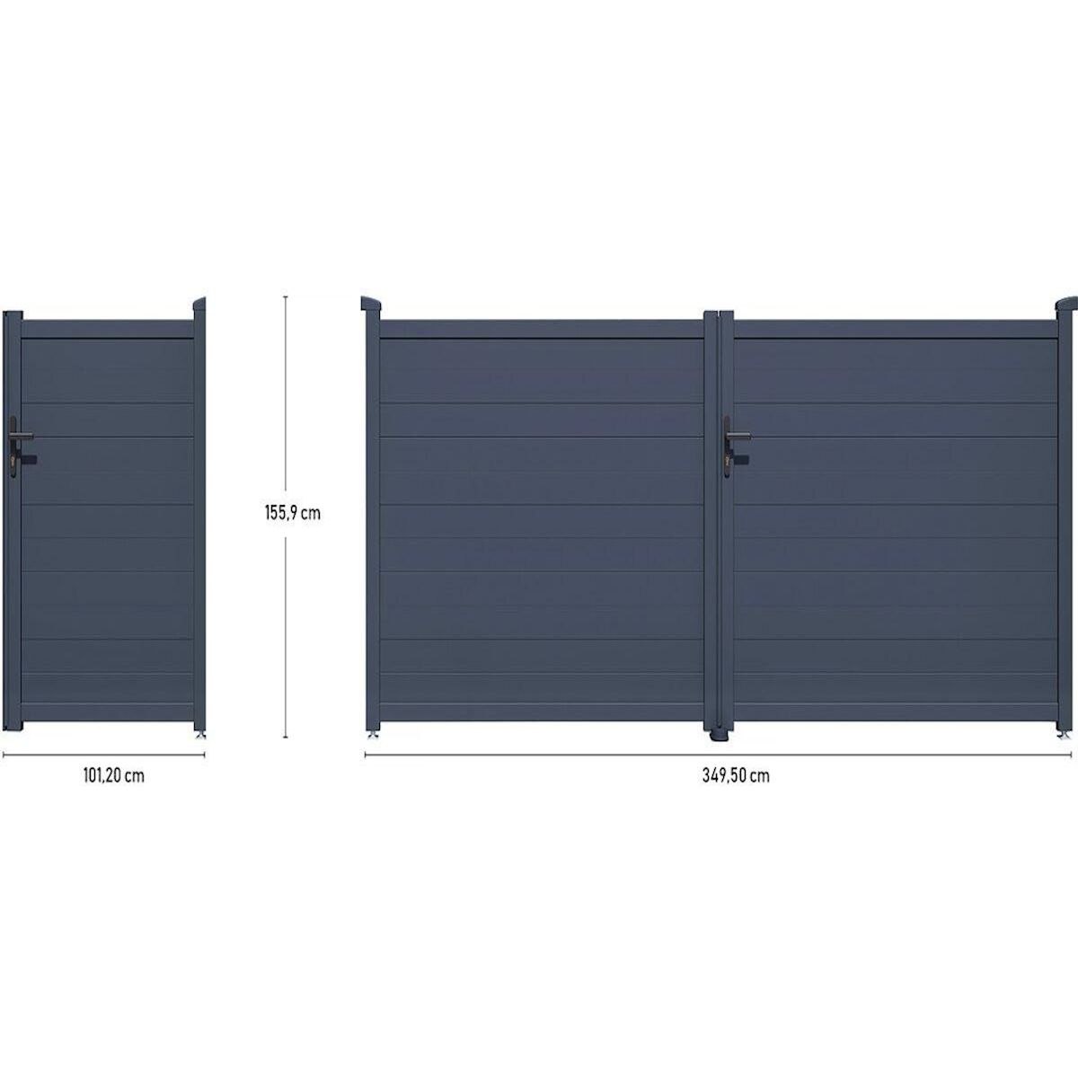 Habitat et Jardin Pack portail + portillon  Marc  - Gris