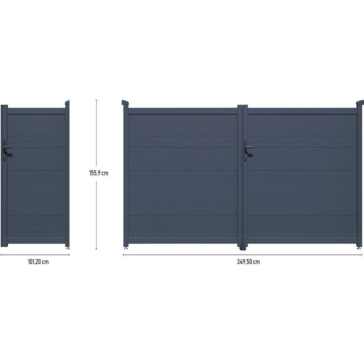 Habitat et Jardin Pack portail + portillon  Marc  - Gris