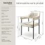 Voir la diapositive 6 : tectake Fauteuil rembourré Aspect velours blanc cassé Lot de 2