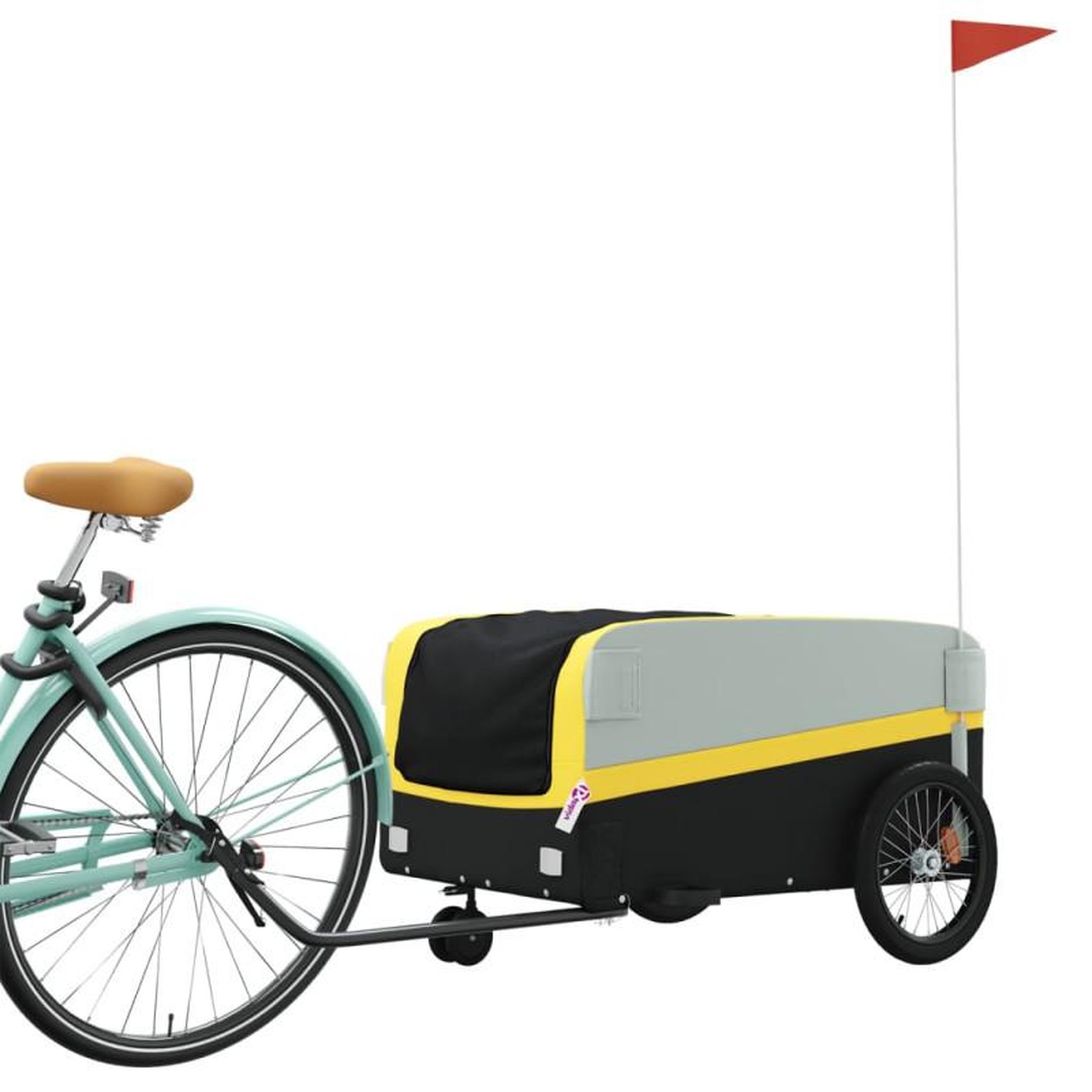 Voir la diapositive 3 : VIDAXL Remorque de vélo noir et jaune 45 kg fer