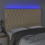 Voir la diapositive 3 : VIDAXL Tete de lit a LED Creme 160x7x118/128 cm Tissu