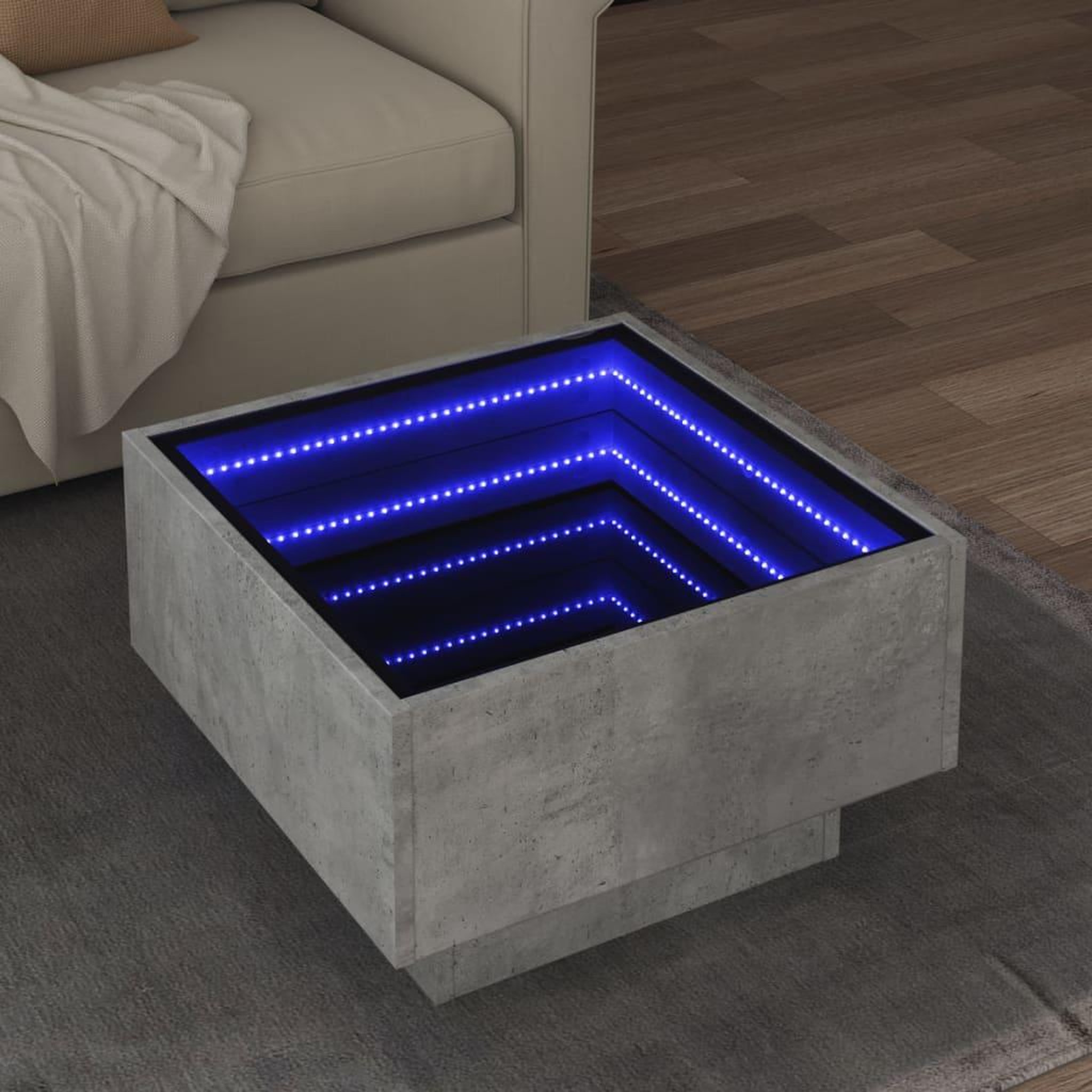 VIDAXL Table basse avec LED gris beton 50x50x30 cm bois d'ingenierie