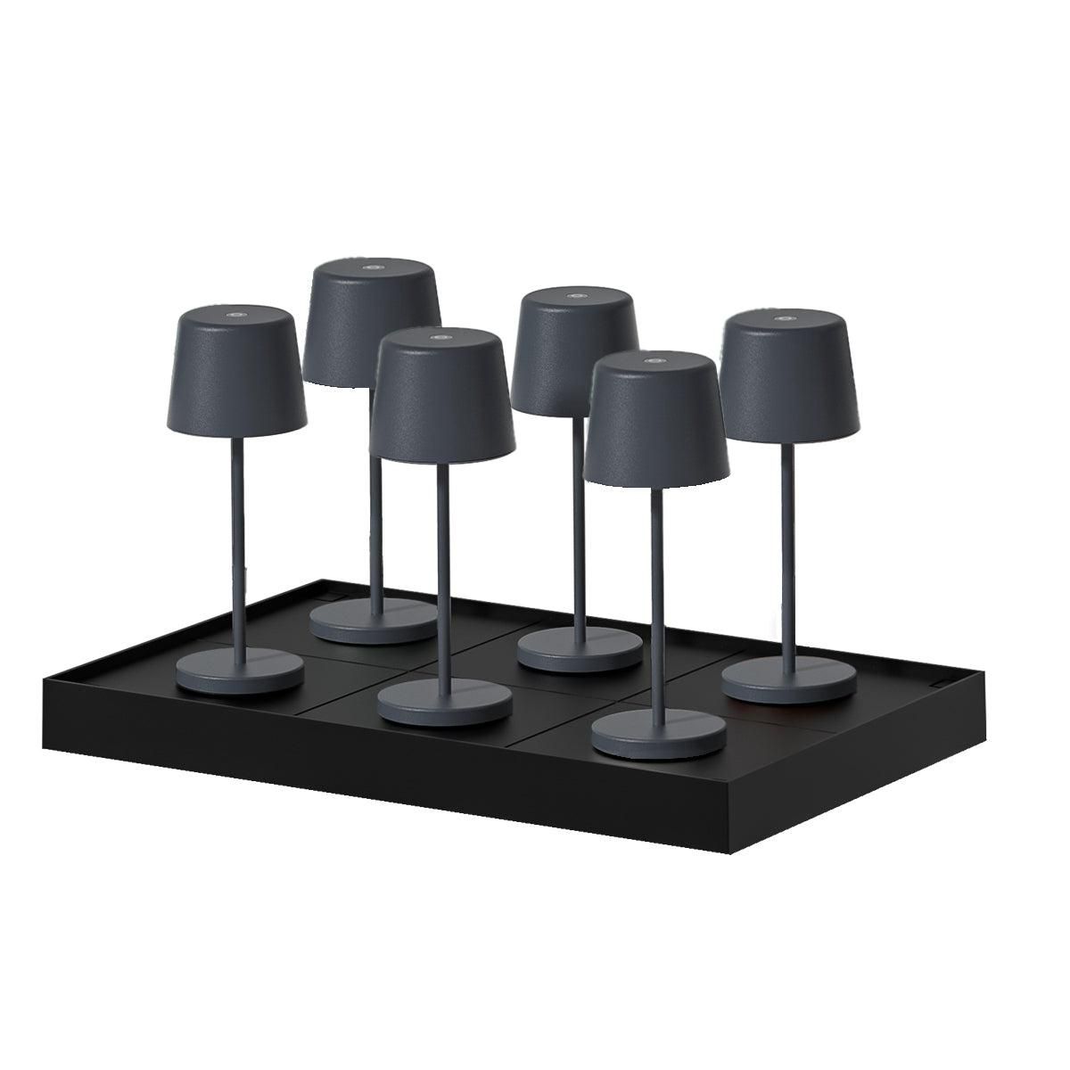 Lumisky 6 mini lampes avec plateau de chargement KELLY MINI Gris anthracite Aluminium H22cm