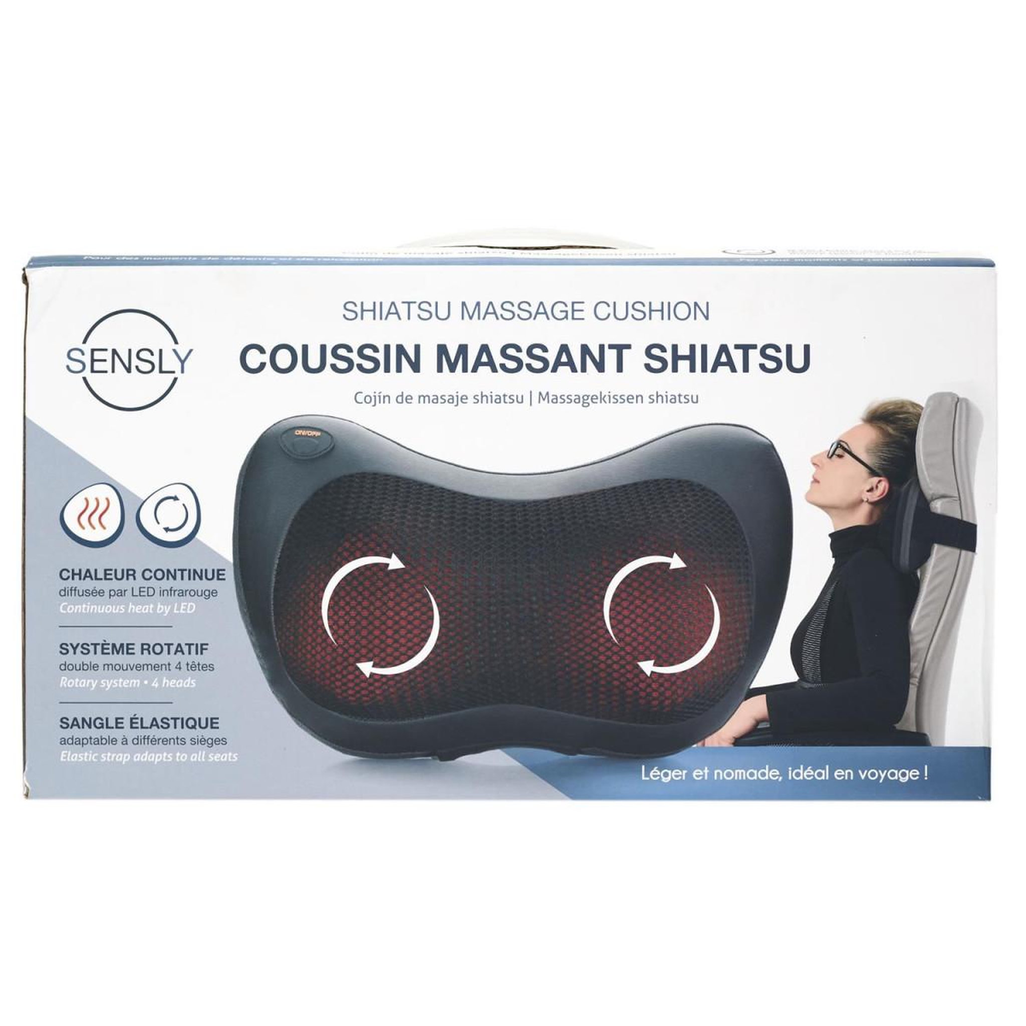 Voir la diapositive 3 : SENSLY Coussin massant chaleur led  shiatsu  30cm noir