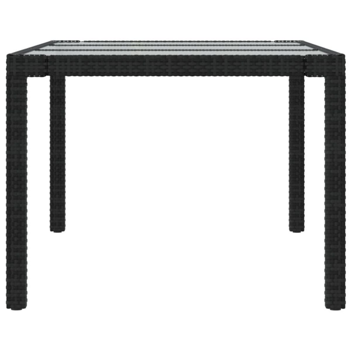 VIDAXL Table de jardin Noir 190x90x75 cm Verre trempe/resine tressee