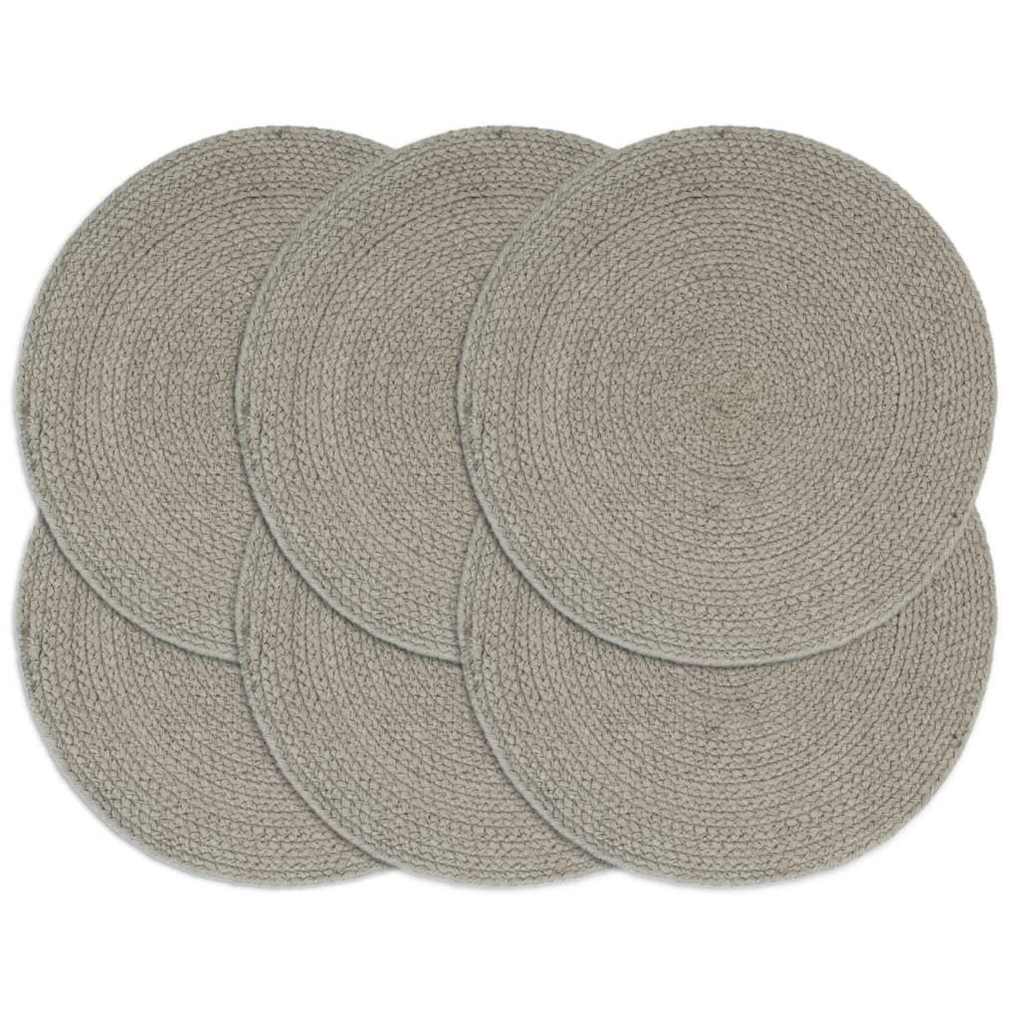 Voir la diapositive 1 : VIDAXL Napperons 6 pcs Gris Plain 38 cm Rond Coton