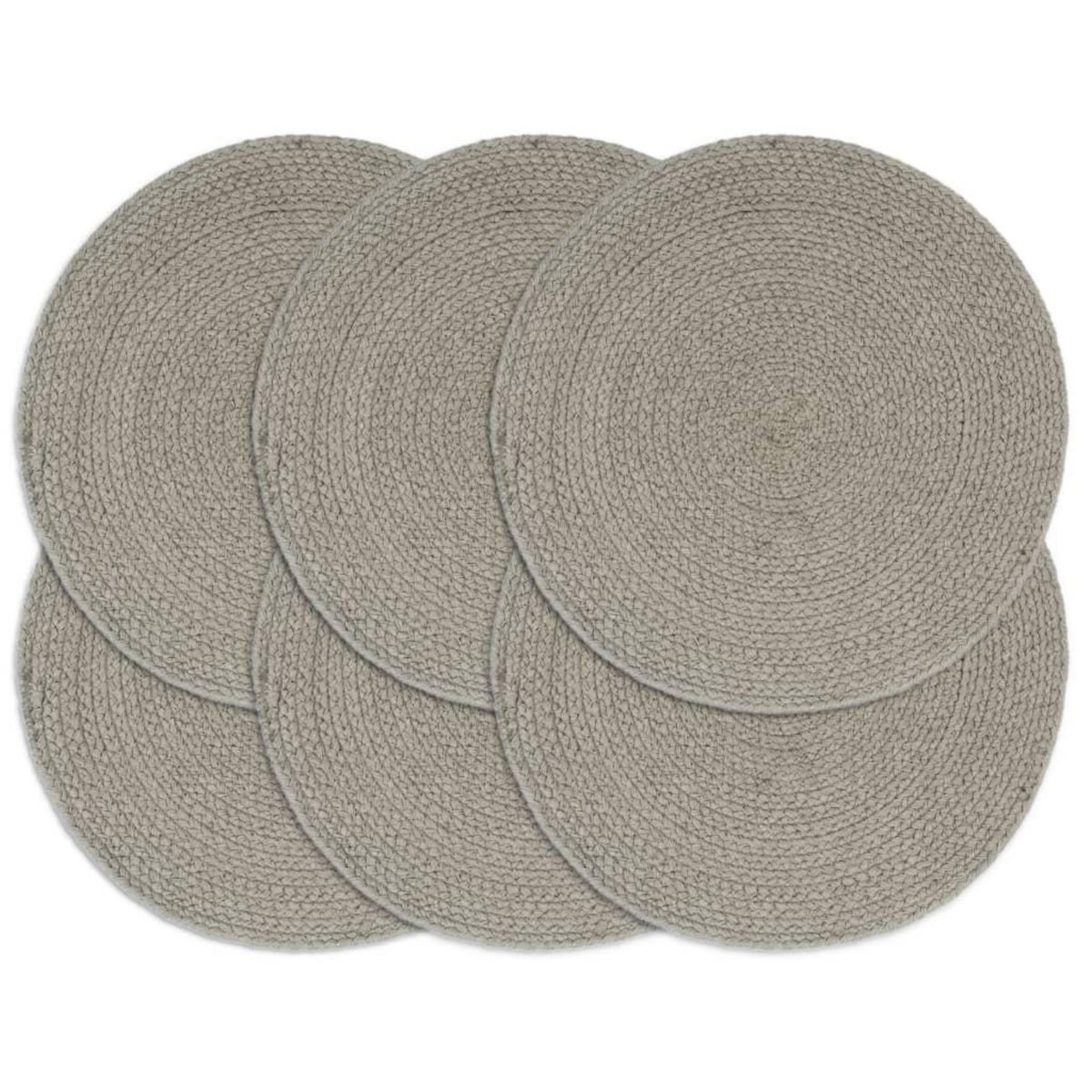 VIDAXL Napperons 6 pcs Gris Plain 38 cm Rond Coton