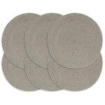 VIDAXL Napperons 6 pcs Gris Plain 38 cm Rond Coton