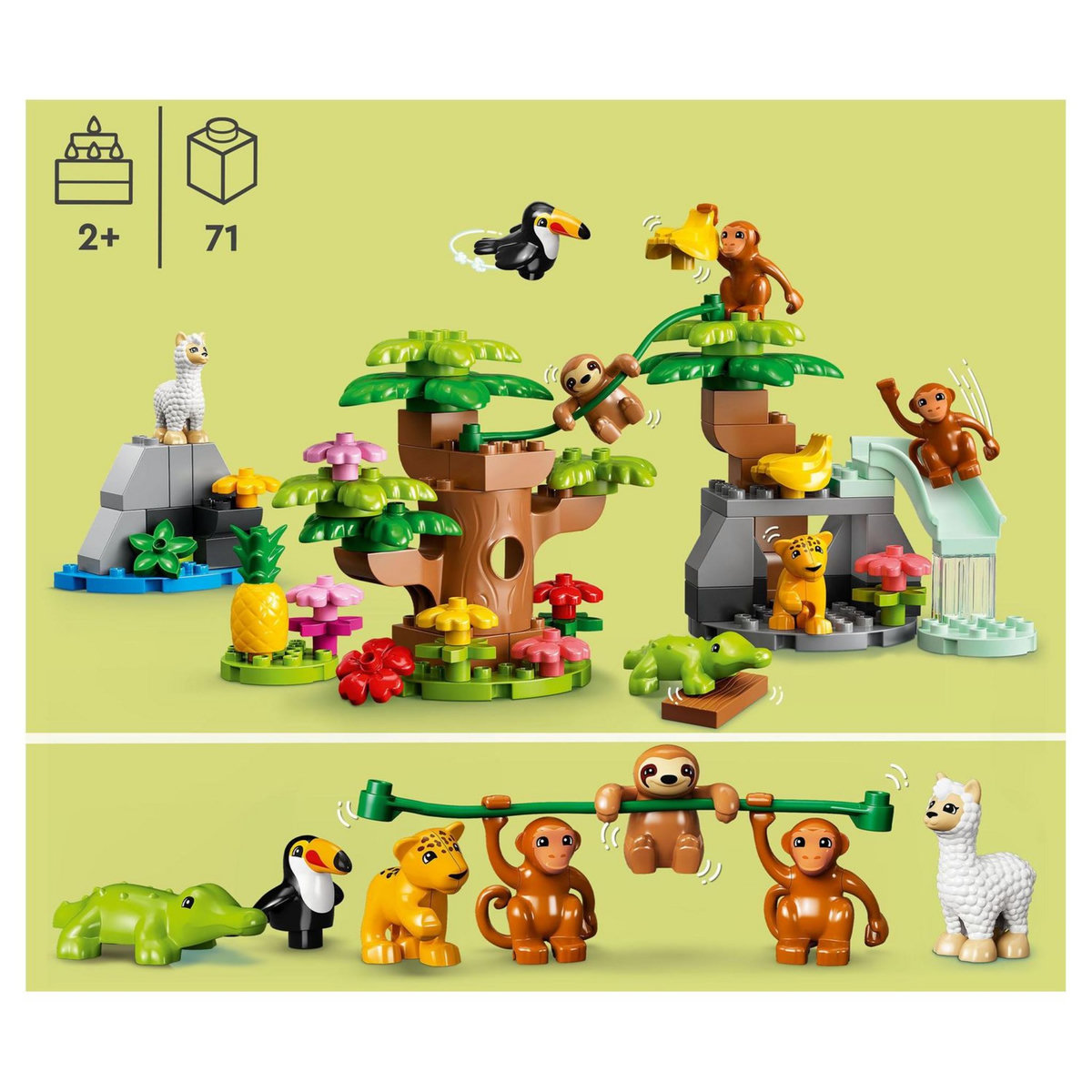 LEGO Duplo 10973 Les animaux sauvages d'Amérique du Sud, Jouet Enfant 2 Ans, avec Crocodile