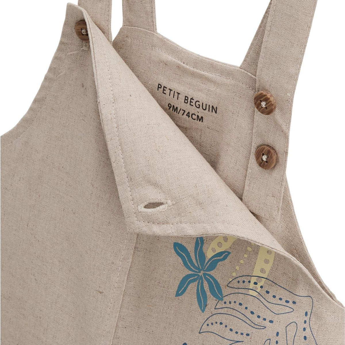 Petit Béguin Salopette bébé en lin mélangé Moka