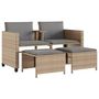 Voir la diapositive 2 : VIDAXL Canape de jardin 2 places avec table et tabourets beige rotin