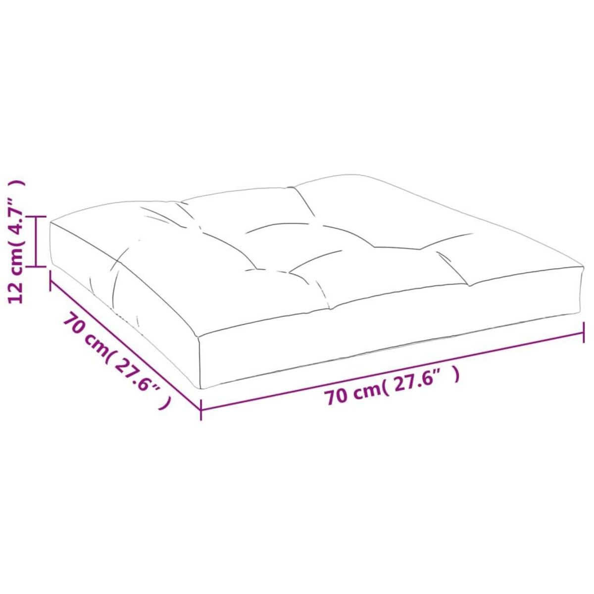 VIDAXL Coussin de palette creme 70x70x12 cm tissu