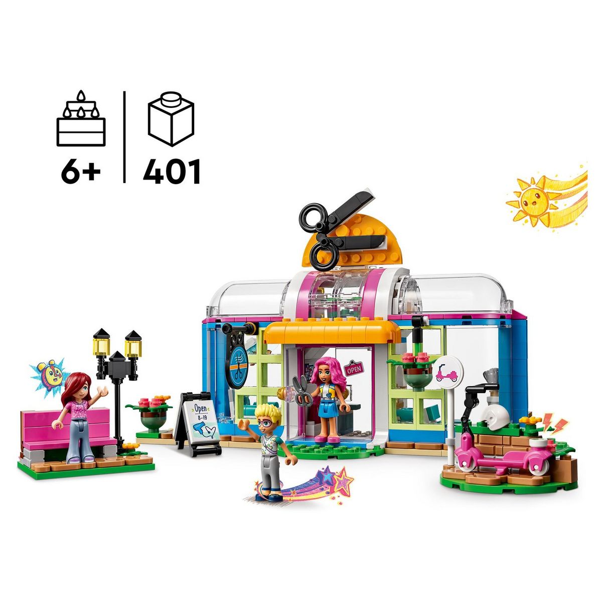 LEGO Friends 41743 Le salon de coiffure, Jouet de Coiffure avec Mini-Poupées 2023 Paisley & Olly, Cheveux et Visage Interchangeables