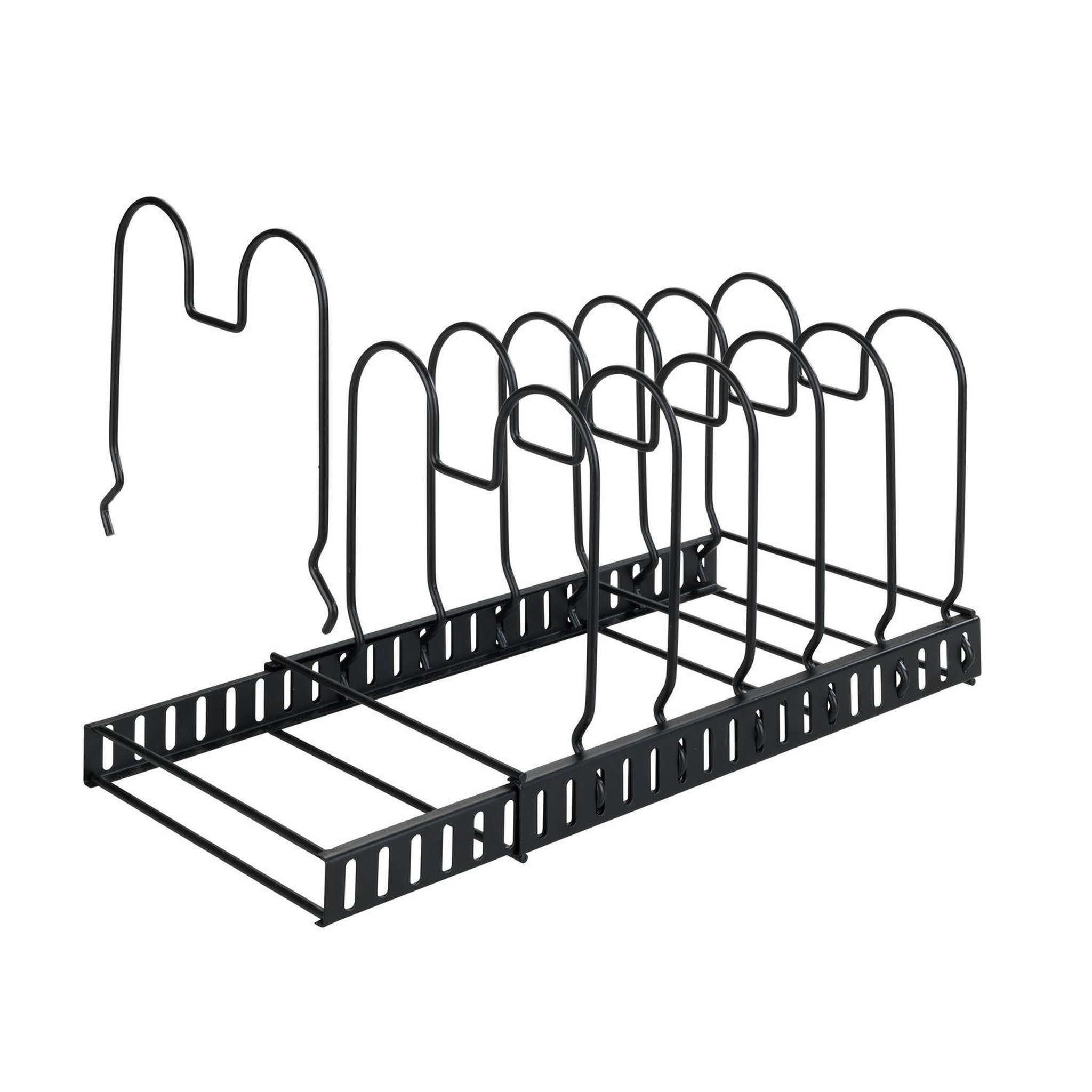 Voir la diapositive 3 : Wenko Rangement de placard cuisine - Support pour assiettes et couvercles - Noir