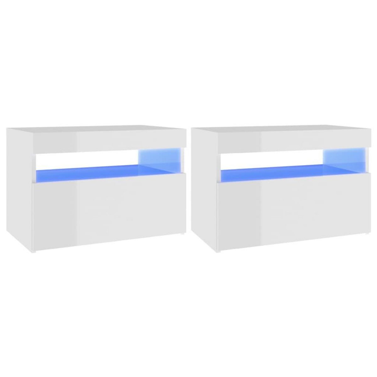 VIDAXL Tables de chevet lumieres LED 2 pcs blanc brillant 60x35x40 cm