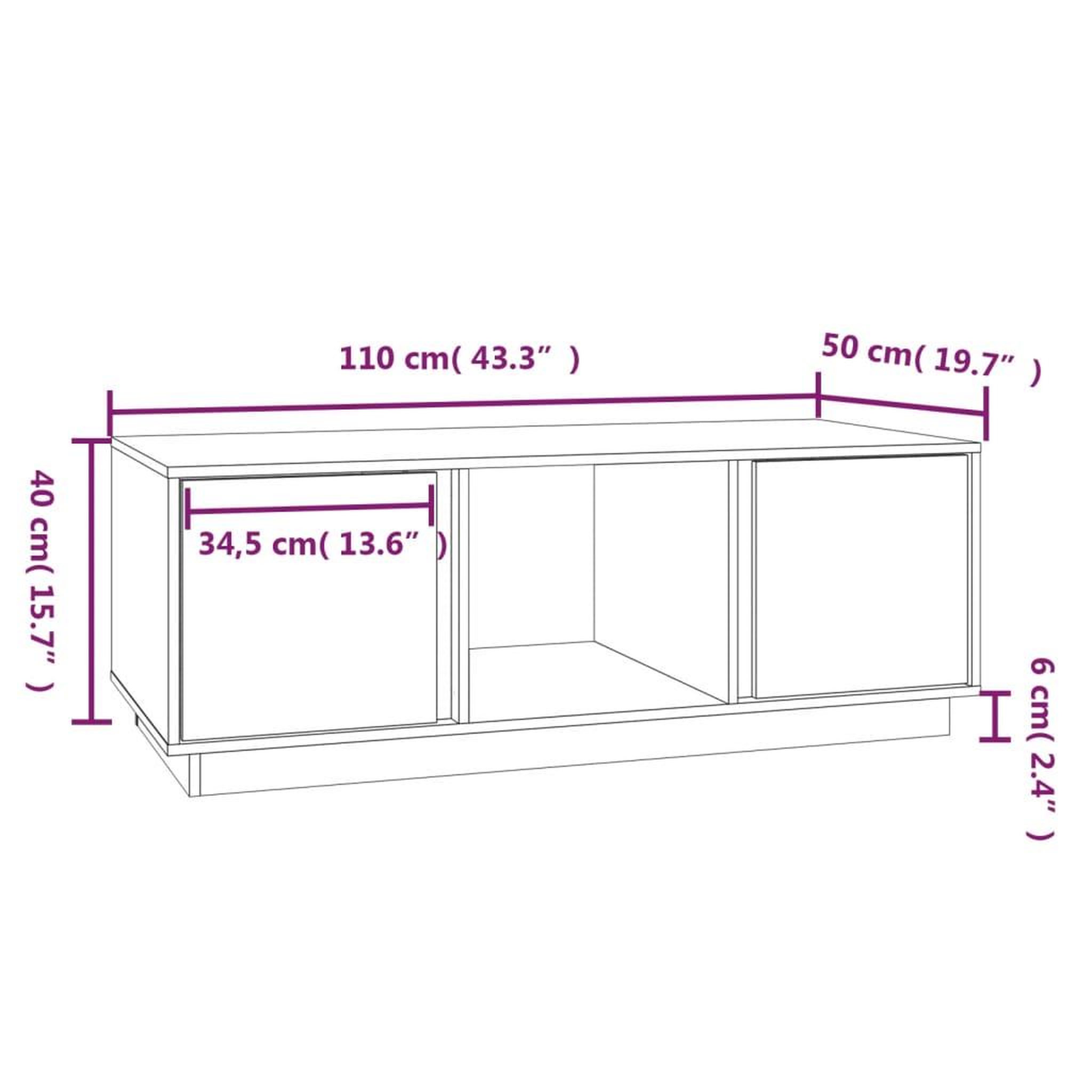Voir la diapositive 6 : VIDAXL Table basse Marron miel 110x50x40 cm Bois massif de pin