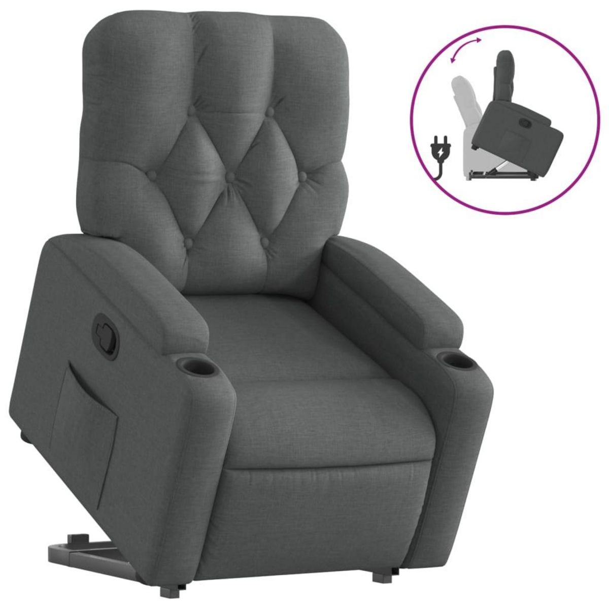 VIDAXL Fauteuil inclinable Gris fonce Tissu