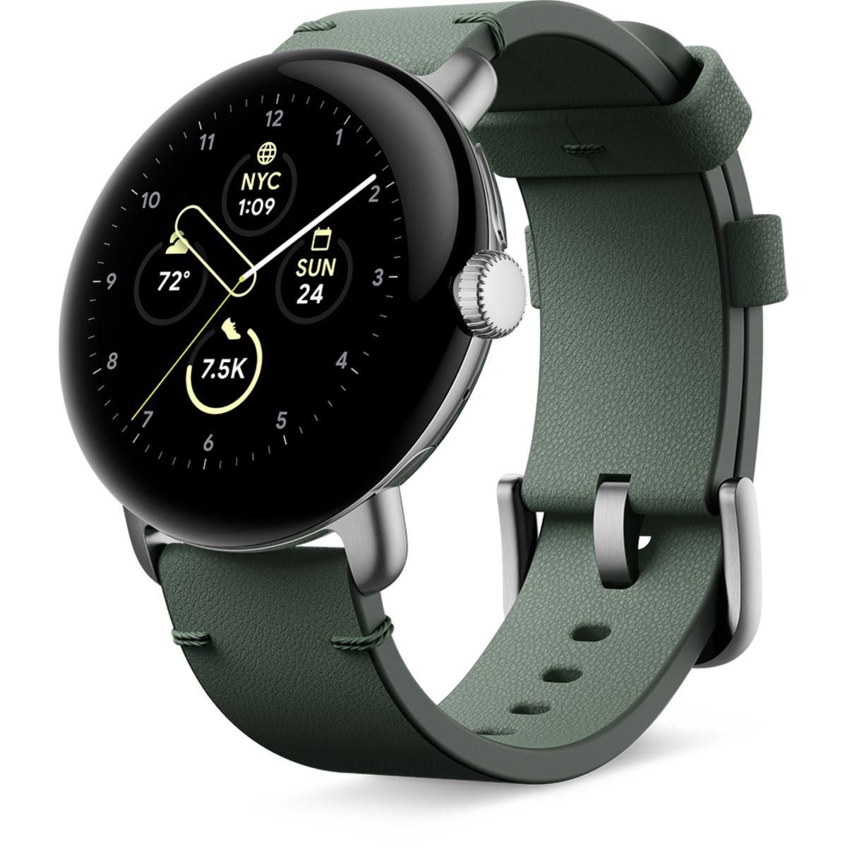 GOOGLE Bracelet Pixel Watch Cuir large vert