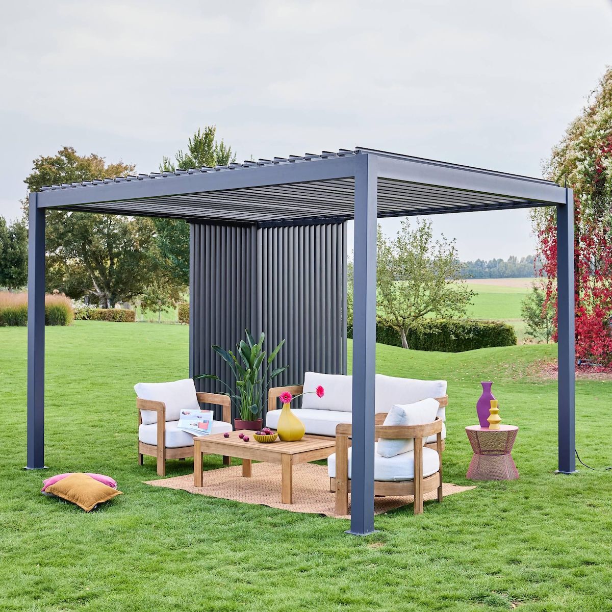 SWEEEK Triomphe persienne verticale 4m. aluminium. panneau brise vue. anthracite