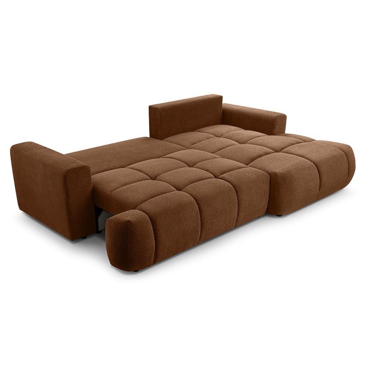 BEST MOBILIER Leonie - canapé d'angle droit 4 places convertible avec coffre en velours texturé