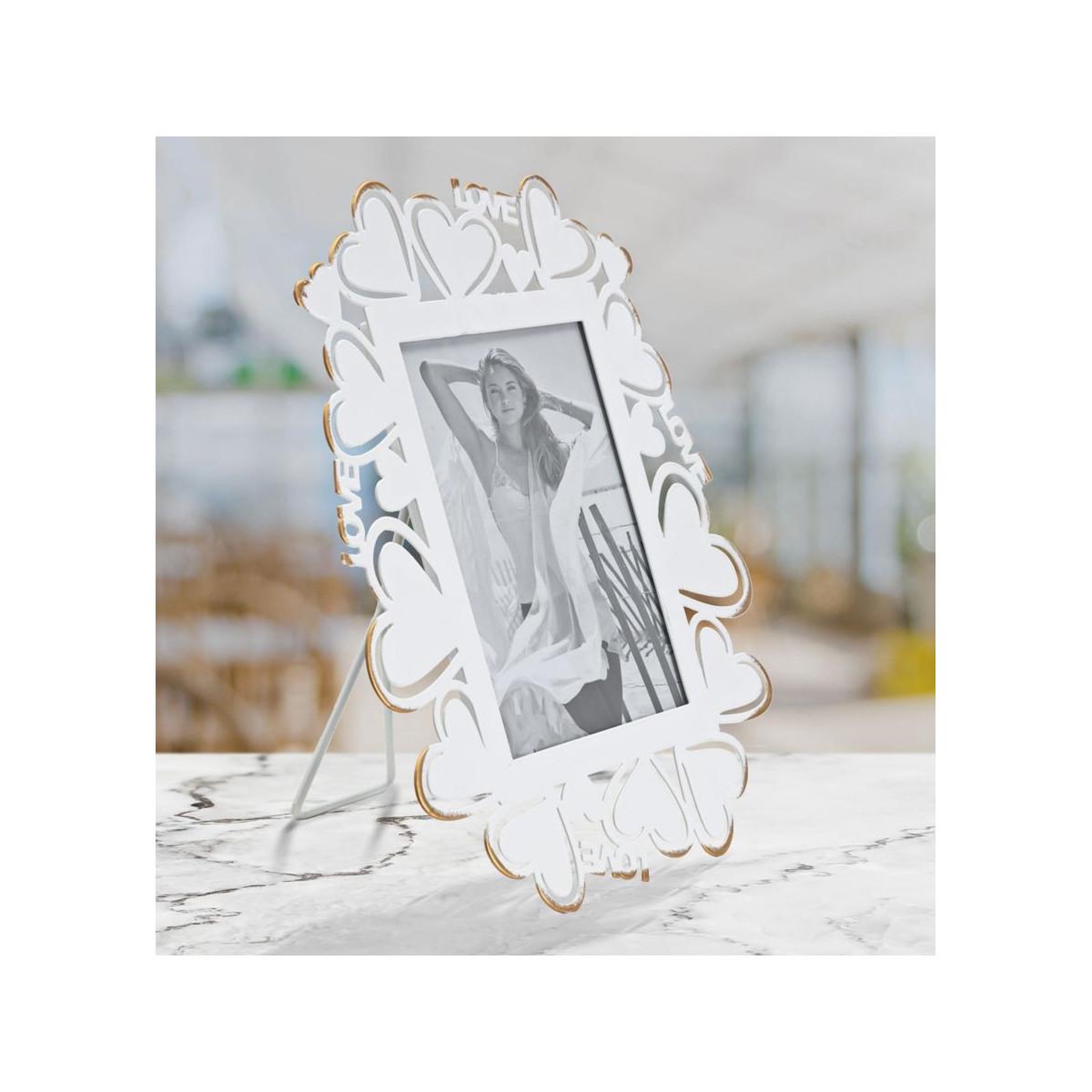Voir la diapositive 5 : Paris Prix Cadre photo déco cœur  min  12x17cm blanc