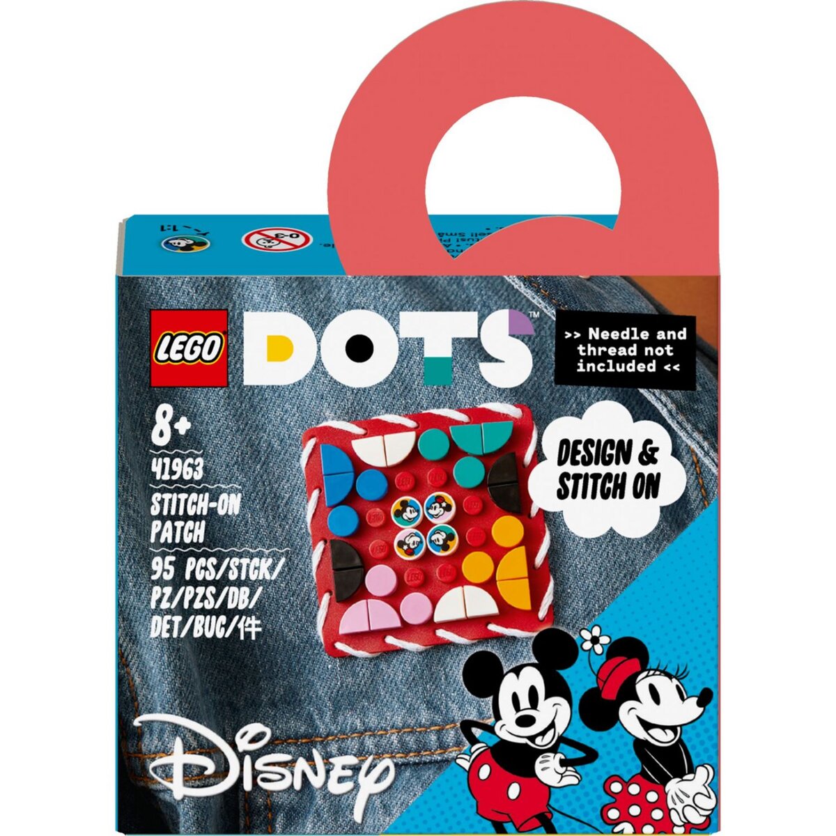 LEGO Dots 41963 Plaque à Coudre Mickey Mouse et Minnie Mouse, Kit de Création de Bijoux Personnalisés, Fabrique à Badge, Décoration Vêtements, Sacs à Dos