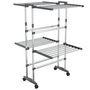 Voir la diapositive 2 : VIDAXL Etagere a linge a 2 niveaux avec roues Argente 60x70x106 cm