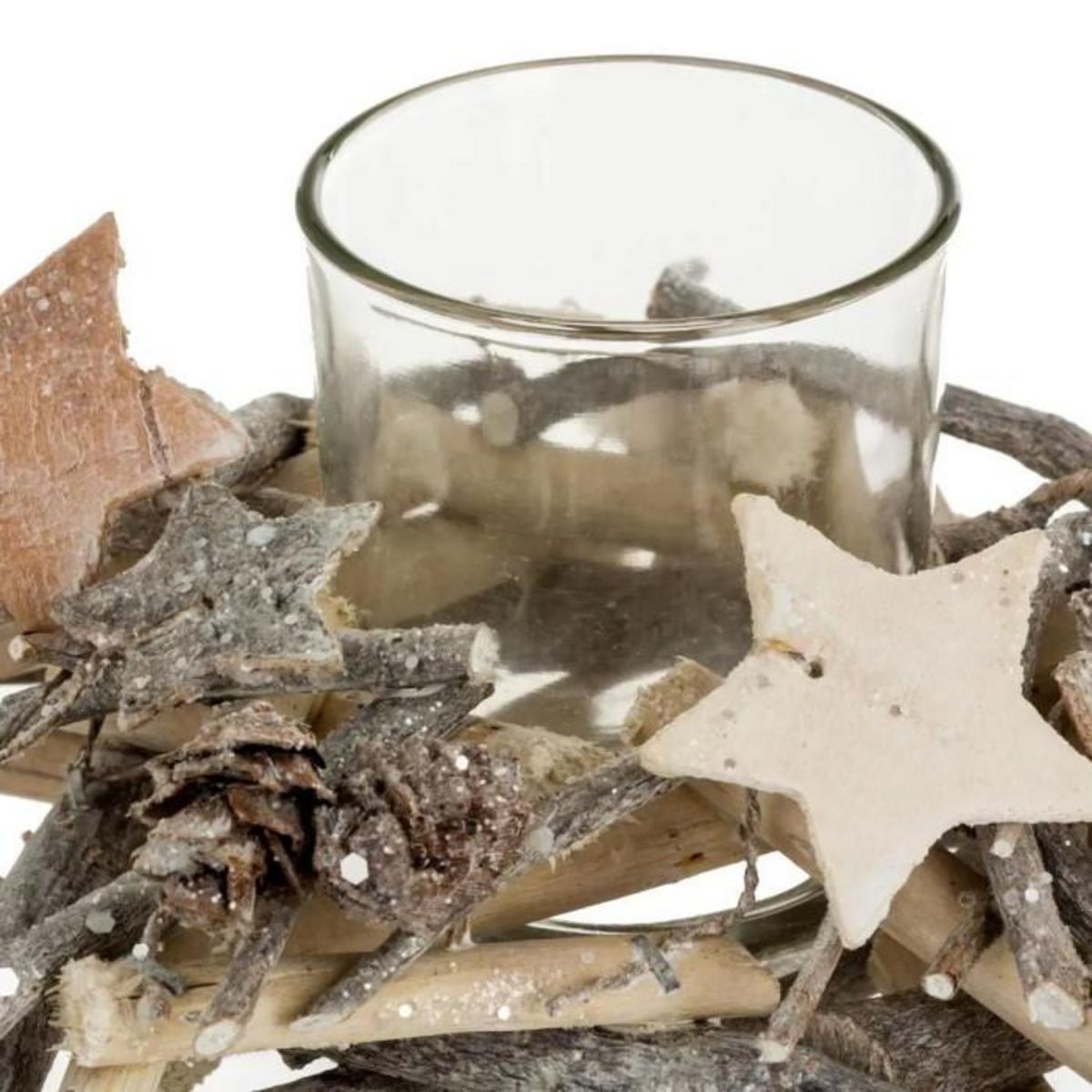 ATMOSPHERA Photophore Rondins Étoiles  Soir  20cm Naturel