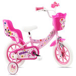 MINNIE Vélo enfant 12'' Minnie / Disney ( taille < 90/95 cm ) équipé de 1 frein avant, panier avant, porte poupée1 stabilisateurs.