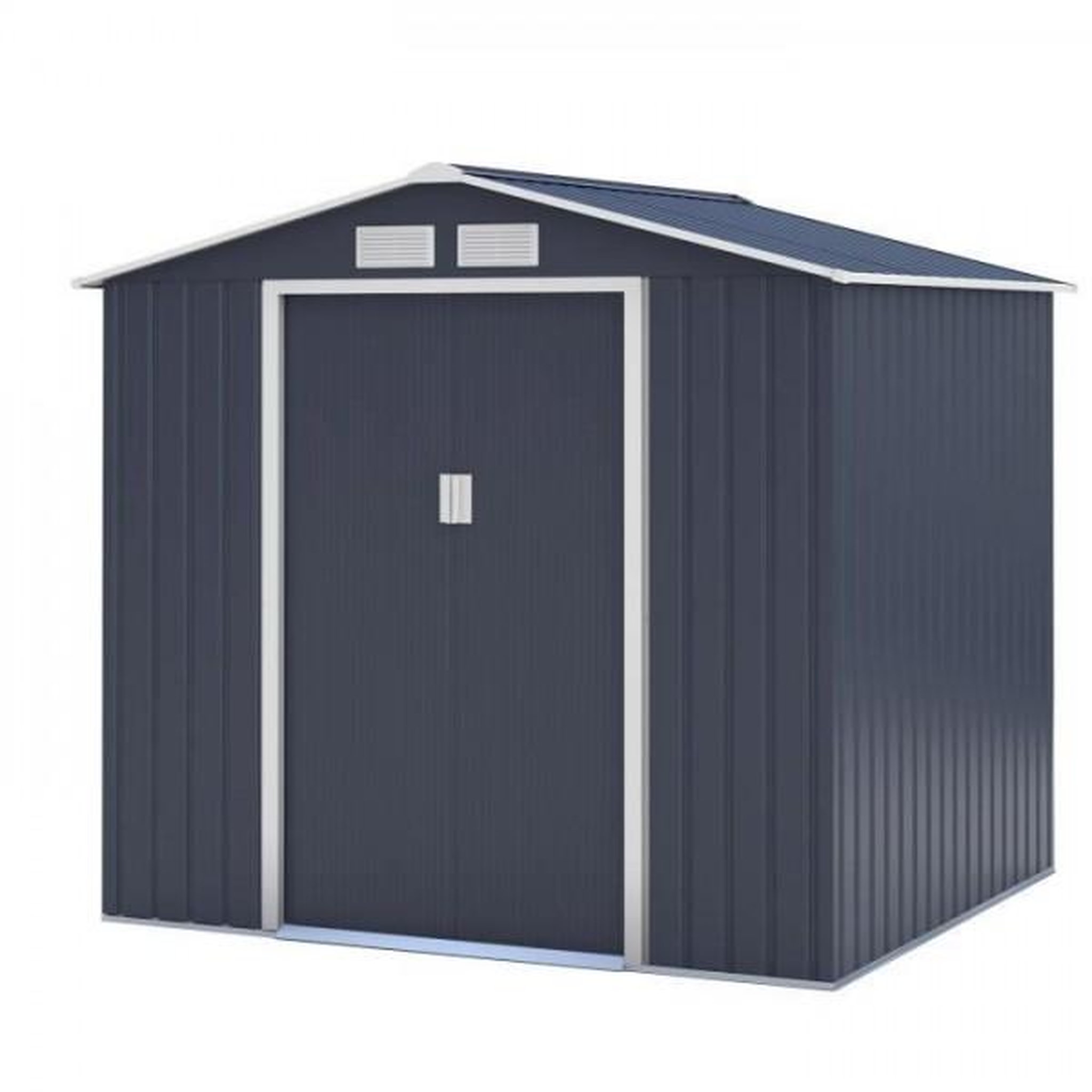 MARKET24 Abri de jardin en métal 4,07 m² - 213 x 191 x 195 cm - MARS - Kit d'ancrage inclus, 2 portes coulissantes - Gris