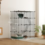 Voir la diapositive 3 : PAWHUT Cage chat intérieur - parc chat DIY - 4 niv. 5 portes hamac plateformes rampes - acier noir