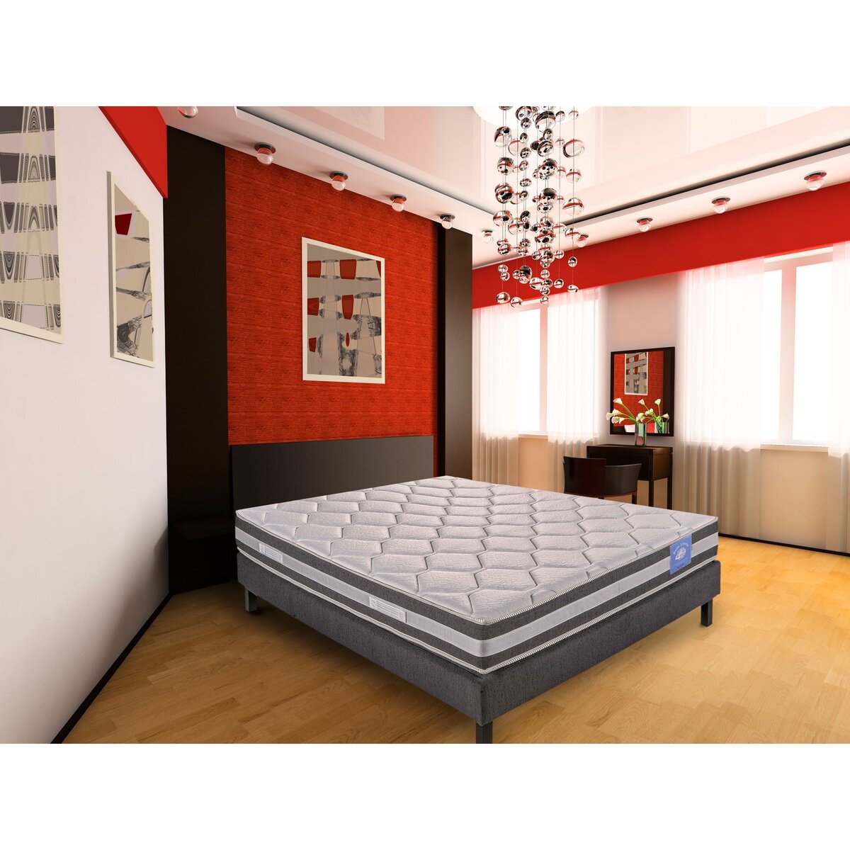 BELLE LITERIE BENOIST VAUBAN 90x190 cm : Matelas ressorts + sommier tapissier + 4 pieds