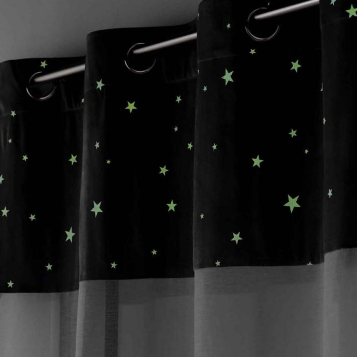 Paris Prix Rideau Voilage Phosphorescent  Moonlight  140x280cm Gris