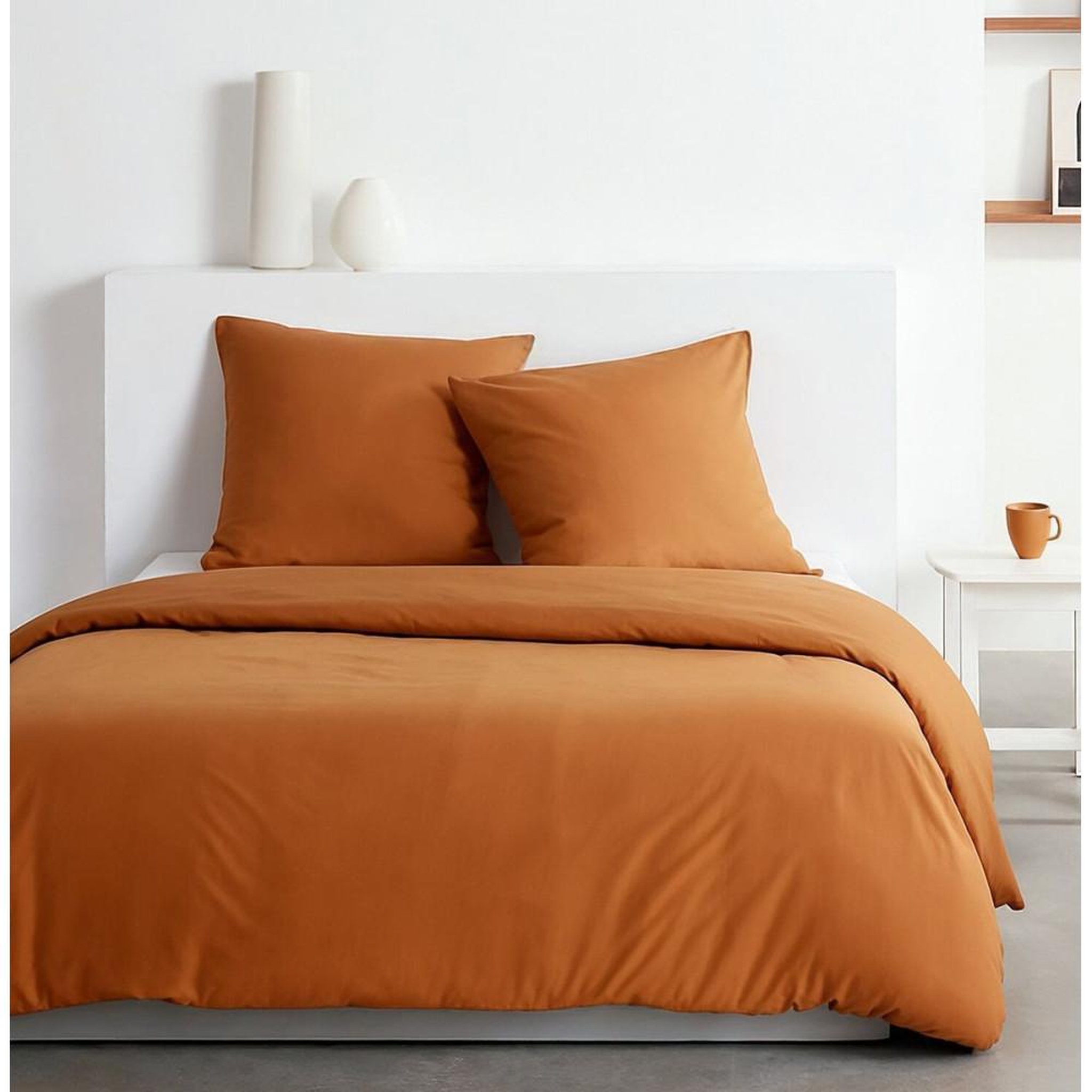 Today Parure de lit - TODAY - Essential - 2 personnes - 220 x 240 cm - Effet lavé caramel