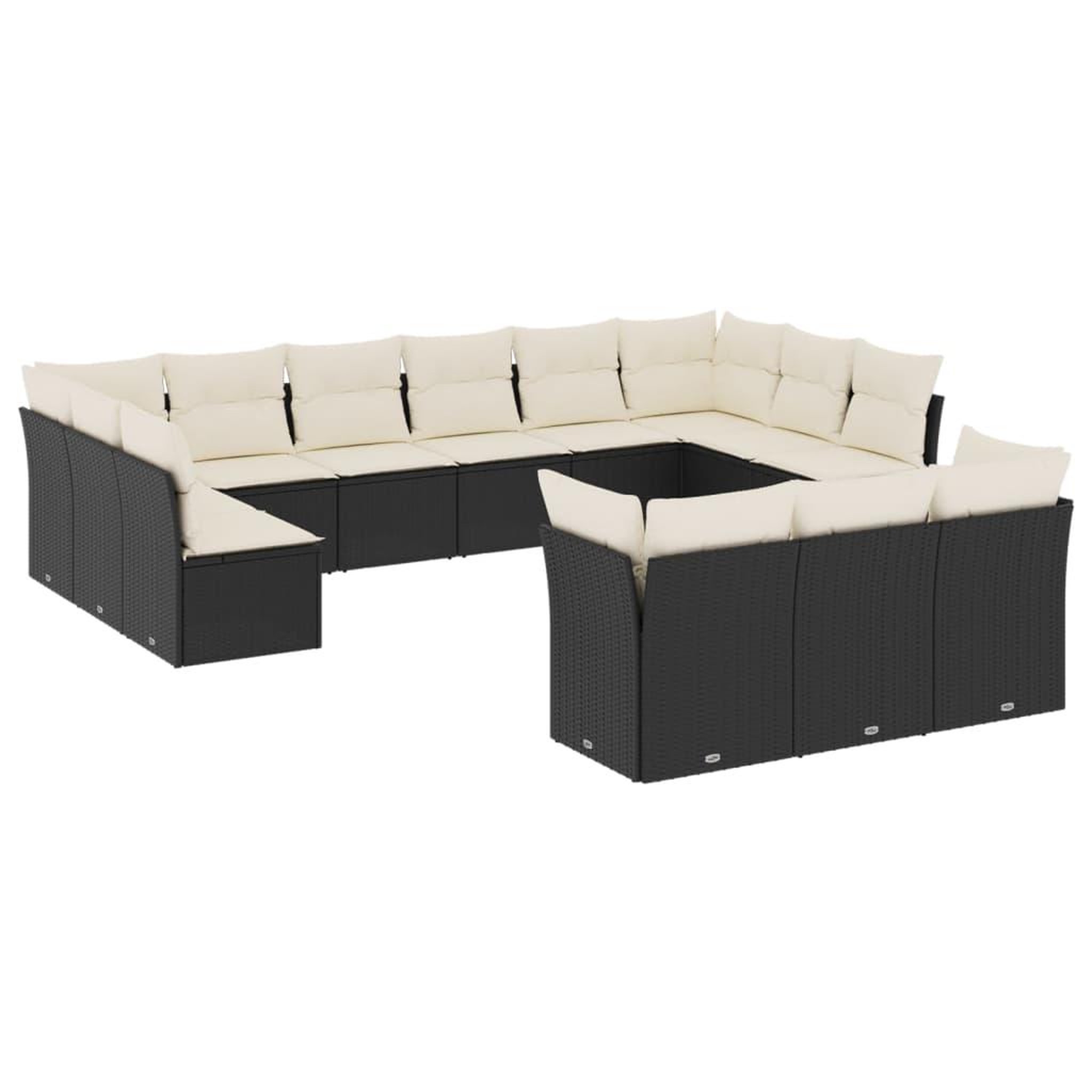 Voir la diapositive 2 : VIDAXL Salon de jardin avec coussins 13 pcs noir resine tressee