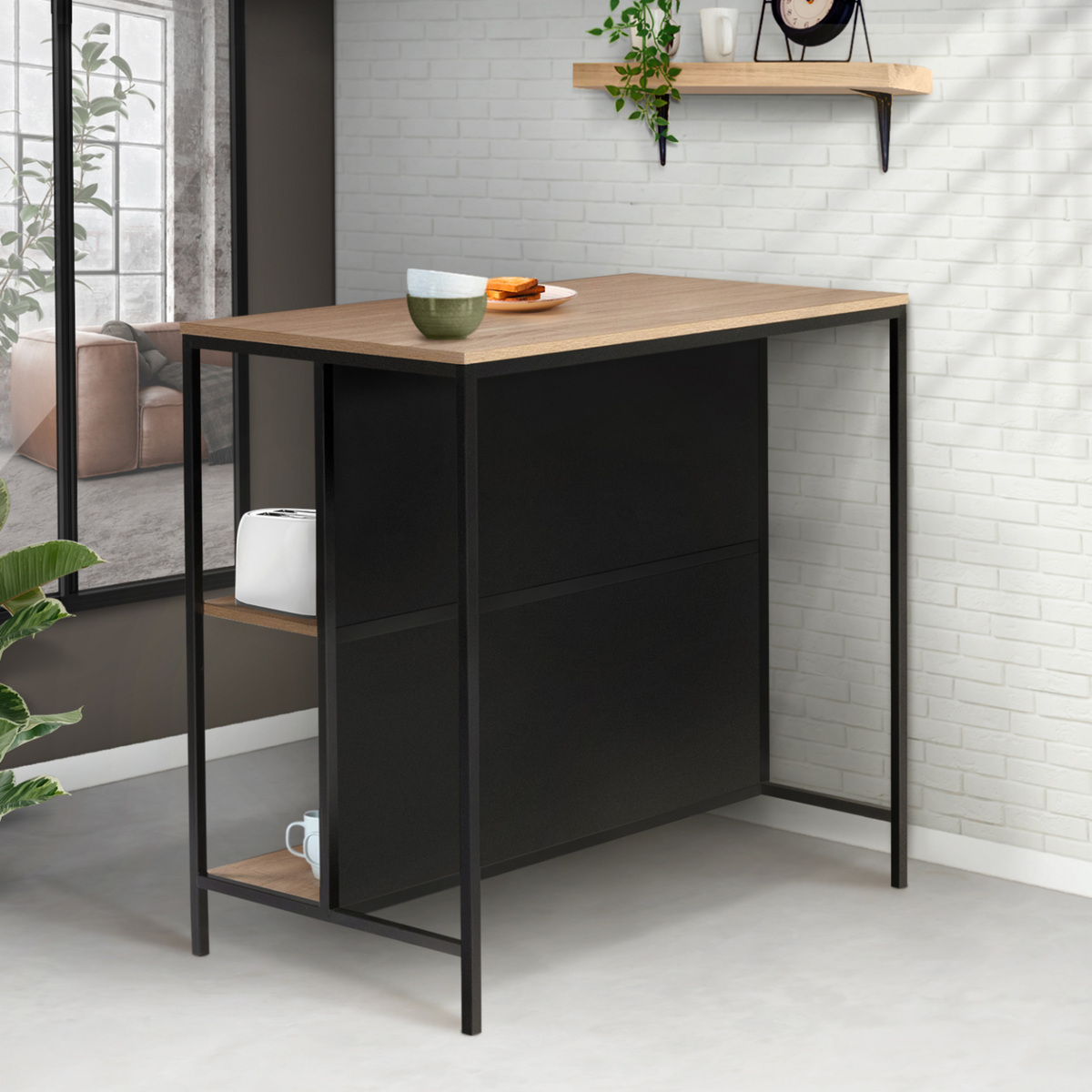 ID MARKET Table de bar îlot DETROIT design industriel