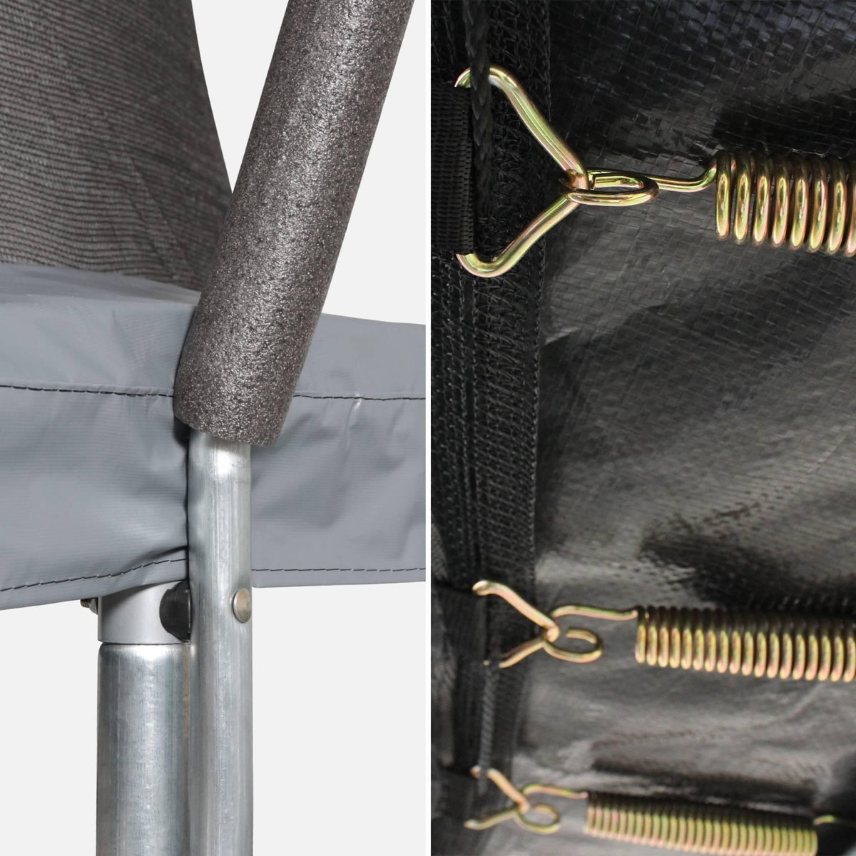 SWEEEK Trampoline rond Ø 370cm gris avec filet de protection intérieur - Saturne Inner – Nouveau modèle - trampoline de jardin 3.7m 370 cm |Design| Qualité PRO. | Normes EU.