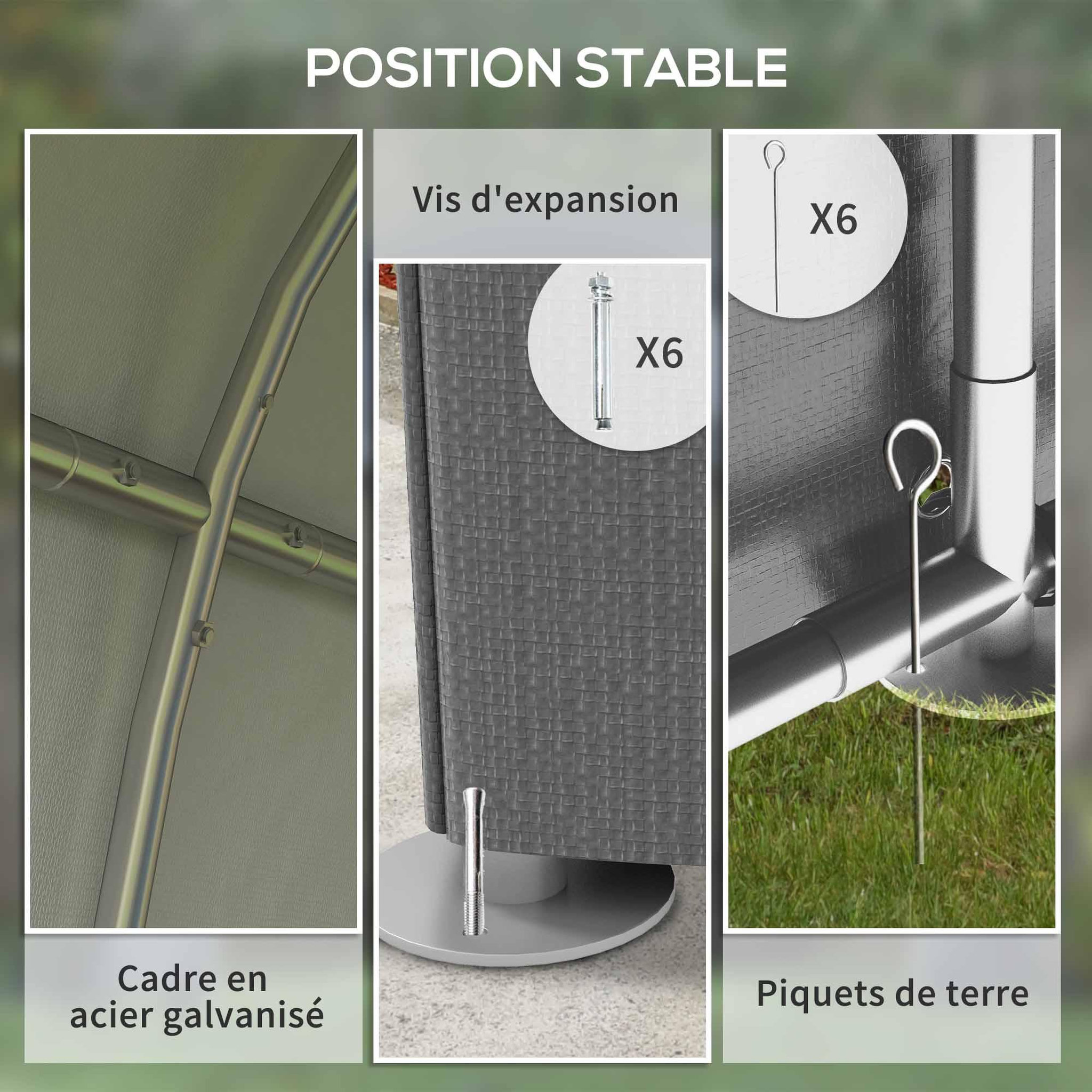 Voir la diapositive 6 : OUTSUNNY Abri de jardin tente de stockage portable abri de vélo garage pour extérieur avec cadre en métal galvanisé et grande porte, 1,2 x 1,8 m gris foncé
