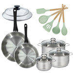 Fackelmann Lot Faitouts 16/20/24 cm et Poêles 24/28 cm Fackelmann Généva avec 5 ustensiles