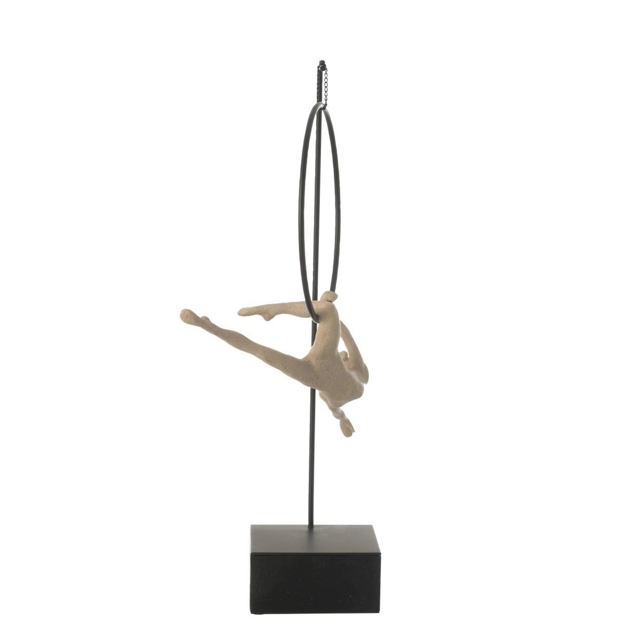 Voir la diapositive 3 : J-LINE Gymnaste cerceau sur socle  gamma  55cm beige & noir