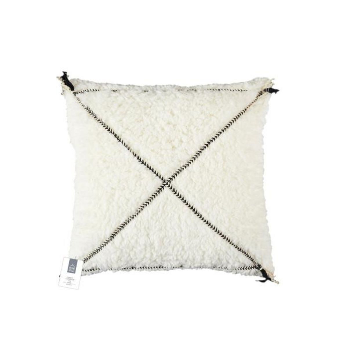 Paris Prix Coussin Sherpa Tressé  Crush  40x40cm Blanc