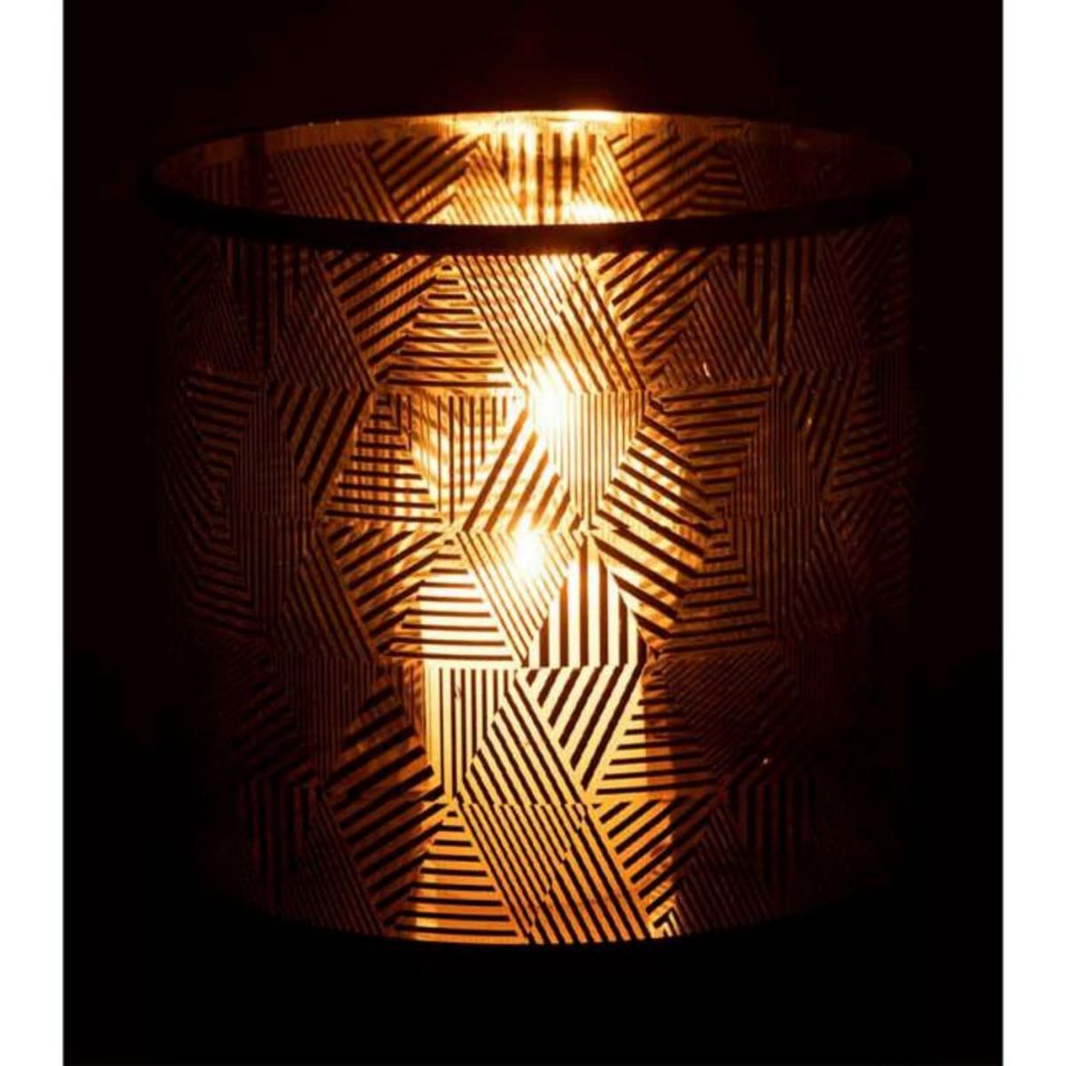 Paris Prix Photophore en Verre  Triangle Rayé  24cm Marron