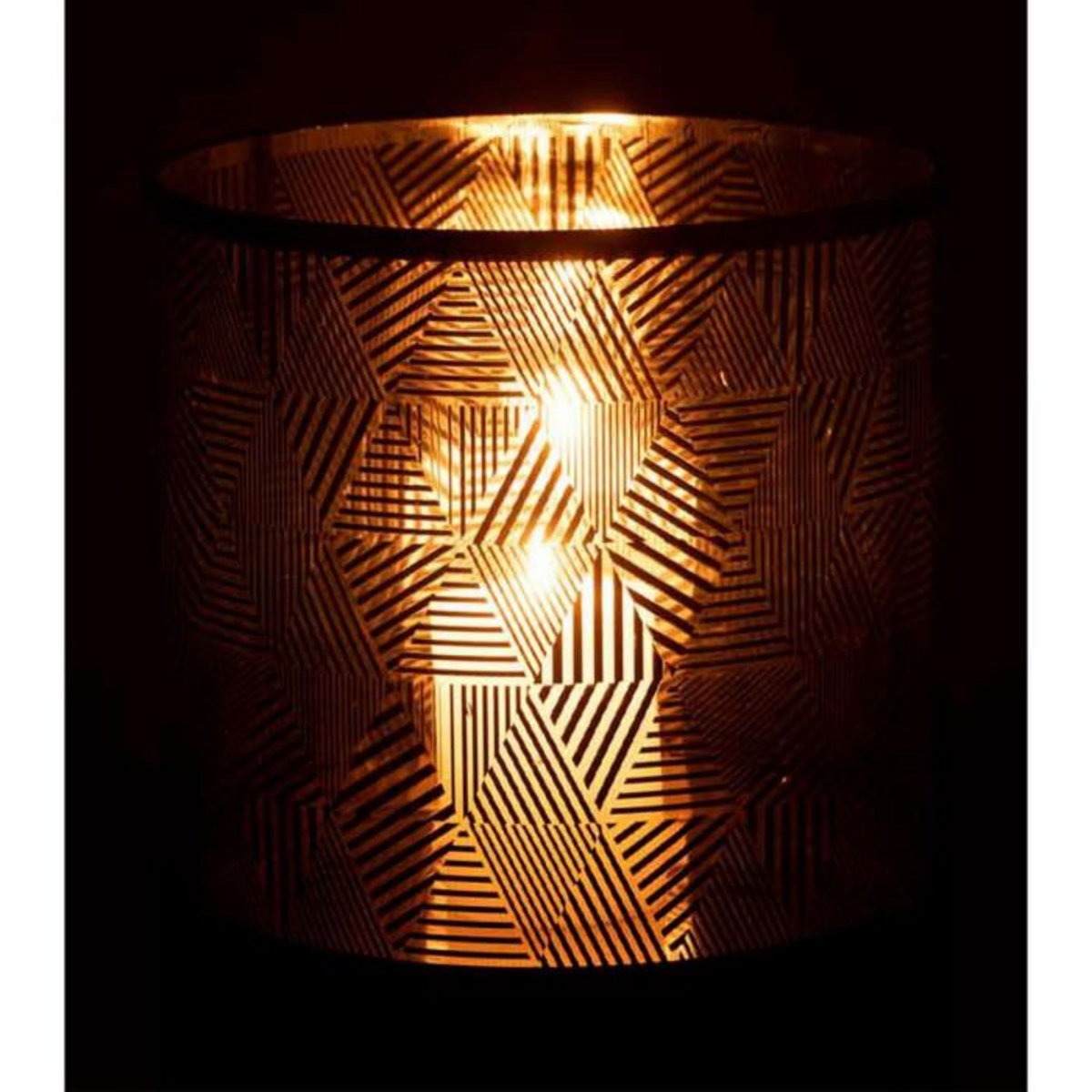 Paris Prix Photophore en Verre  Triangle Rayé  24cm Marron