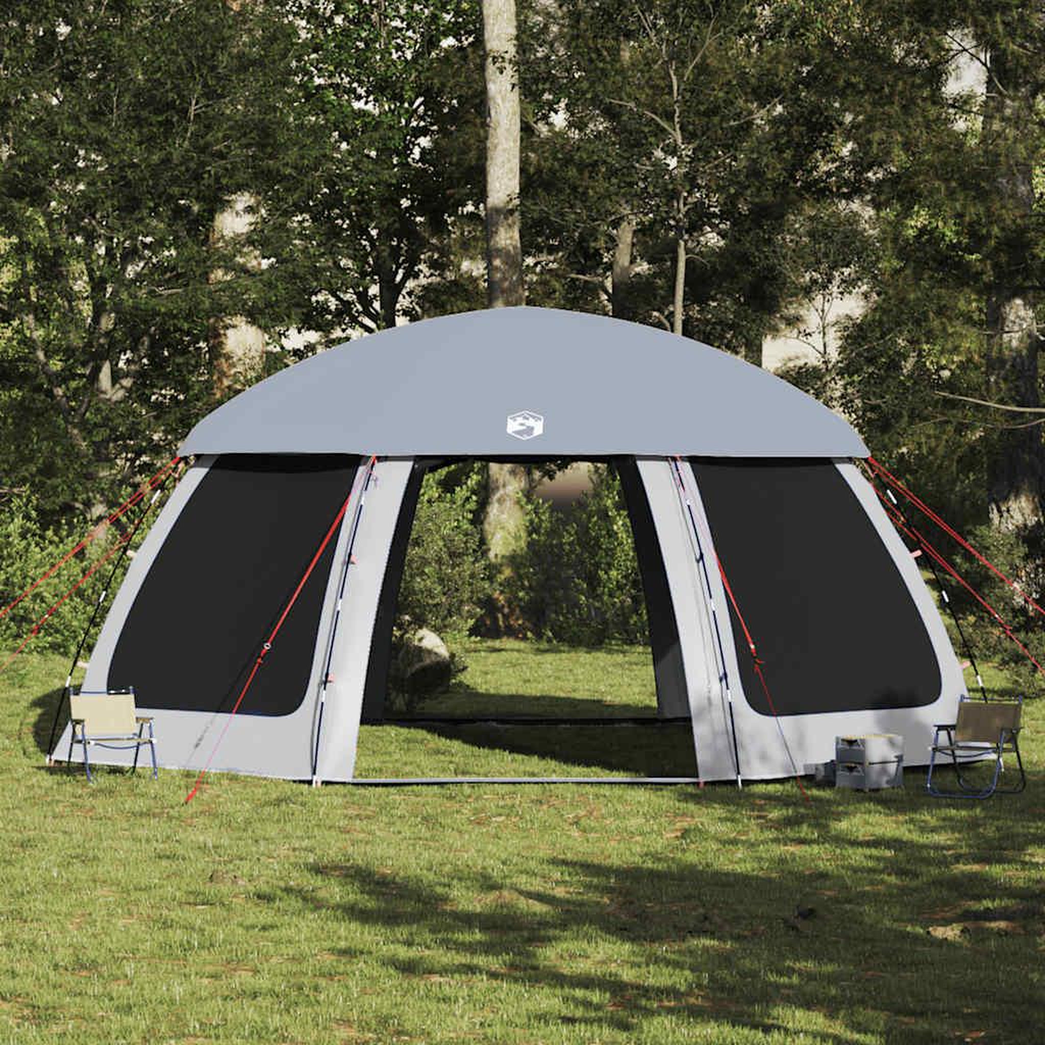 Voir la diapositive 4 : VIDAXL Tente piscine toit amovible parois maille gris 612x612 cm