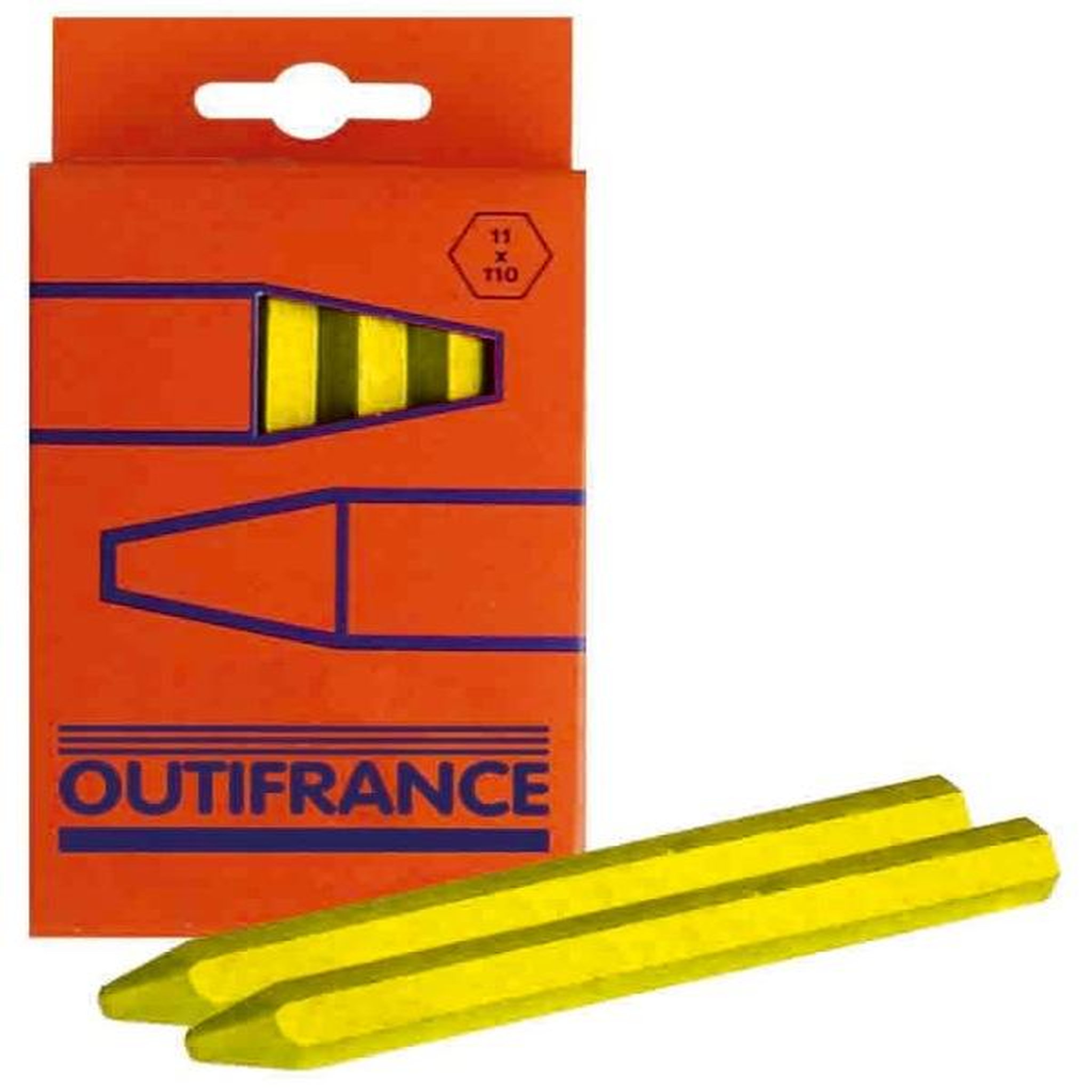 OUTIFRANCE Boîte de 12 craies jaunes industrielles