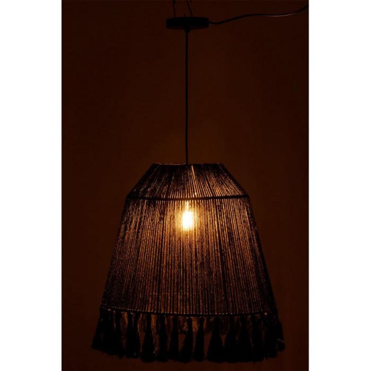 Paris Prix Lampe Suspension en Jute  Celia  53cm Noir