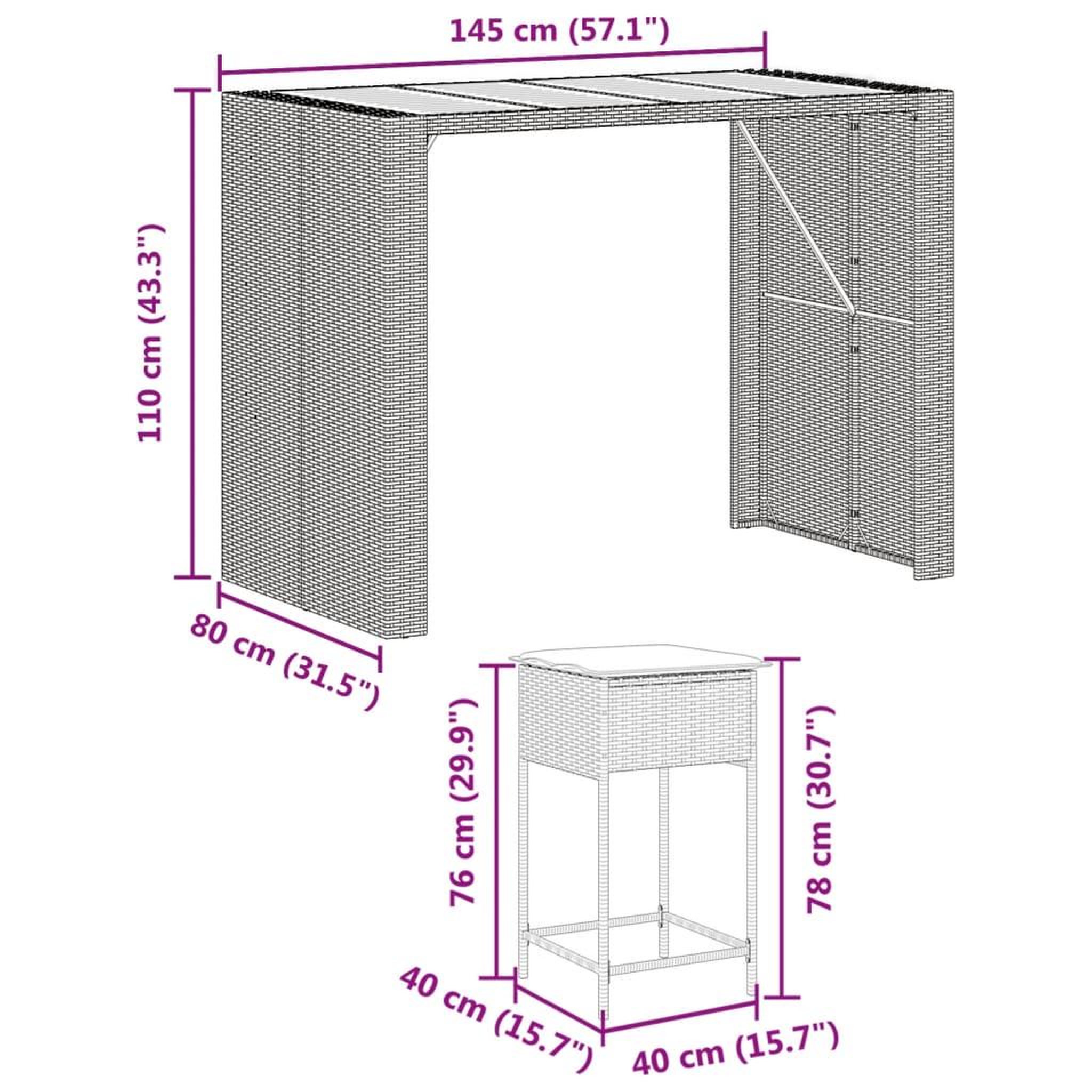 Voir la diapositive 6 : VIDAXL Ensemble de bar de jardin 7 pcs avec coussins noir poly rotin