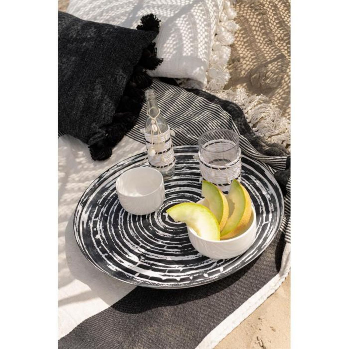 Paris Prix Plateau de Service en Métal  Lenzo  51cm Noir